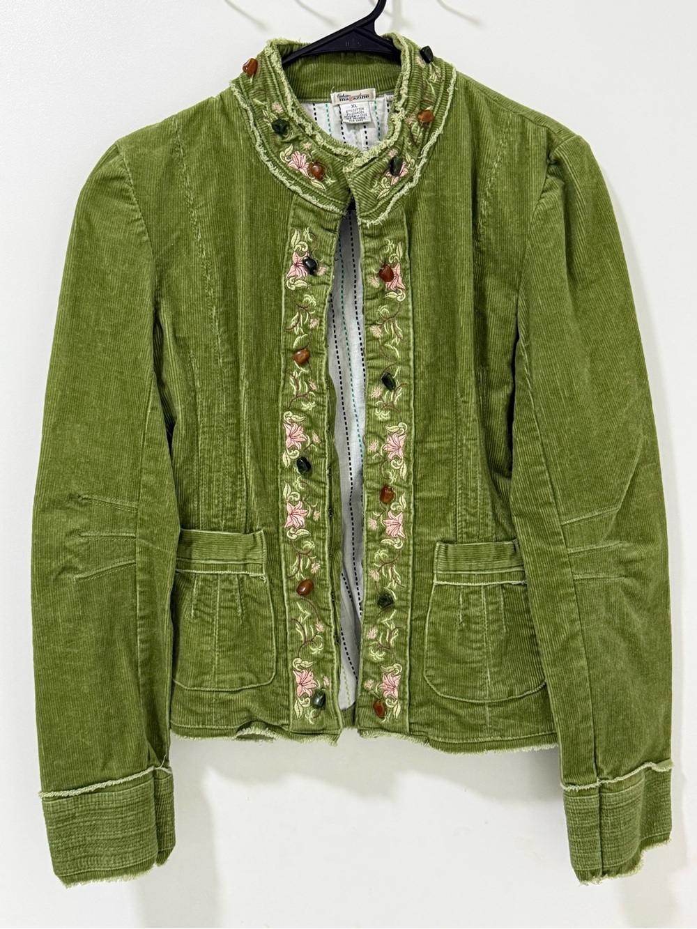 Embroidered Green Corduroy Jacket